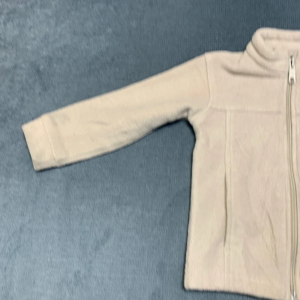 Columbia Fleece Jacket Boys 3T Beige Logo Full Zip Mock Neck Long Sleeve Winter